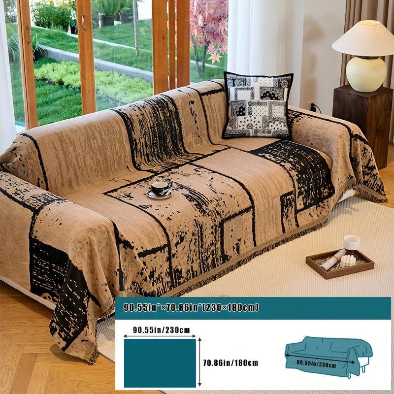 Luxury European-Style Slipcover, Minimalist Non-slip Sofa Cover, Modern Pattern Throw Blanket, Machine Washable, Furniture Protector From Pets For Bedroom - topspet
