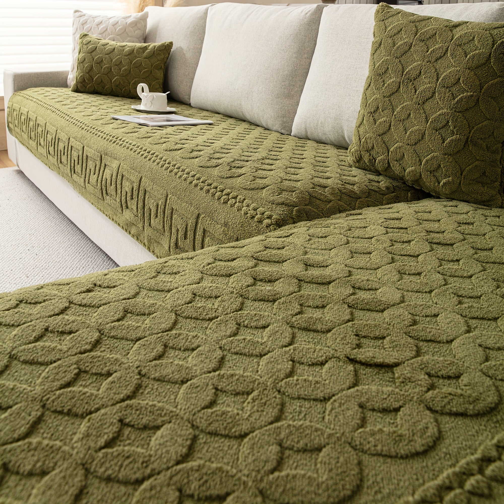 L Shape Couch Cover – Heavy Duty Waterproof Couch Cover for Dogs, Stylish Green Sofa Protector