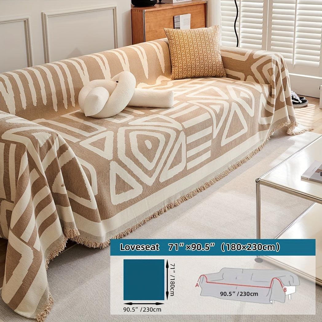 Bohemian-Style Chenille Fabric Sofa Protector - topspet