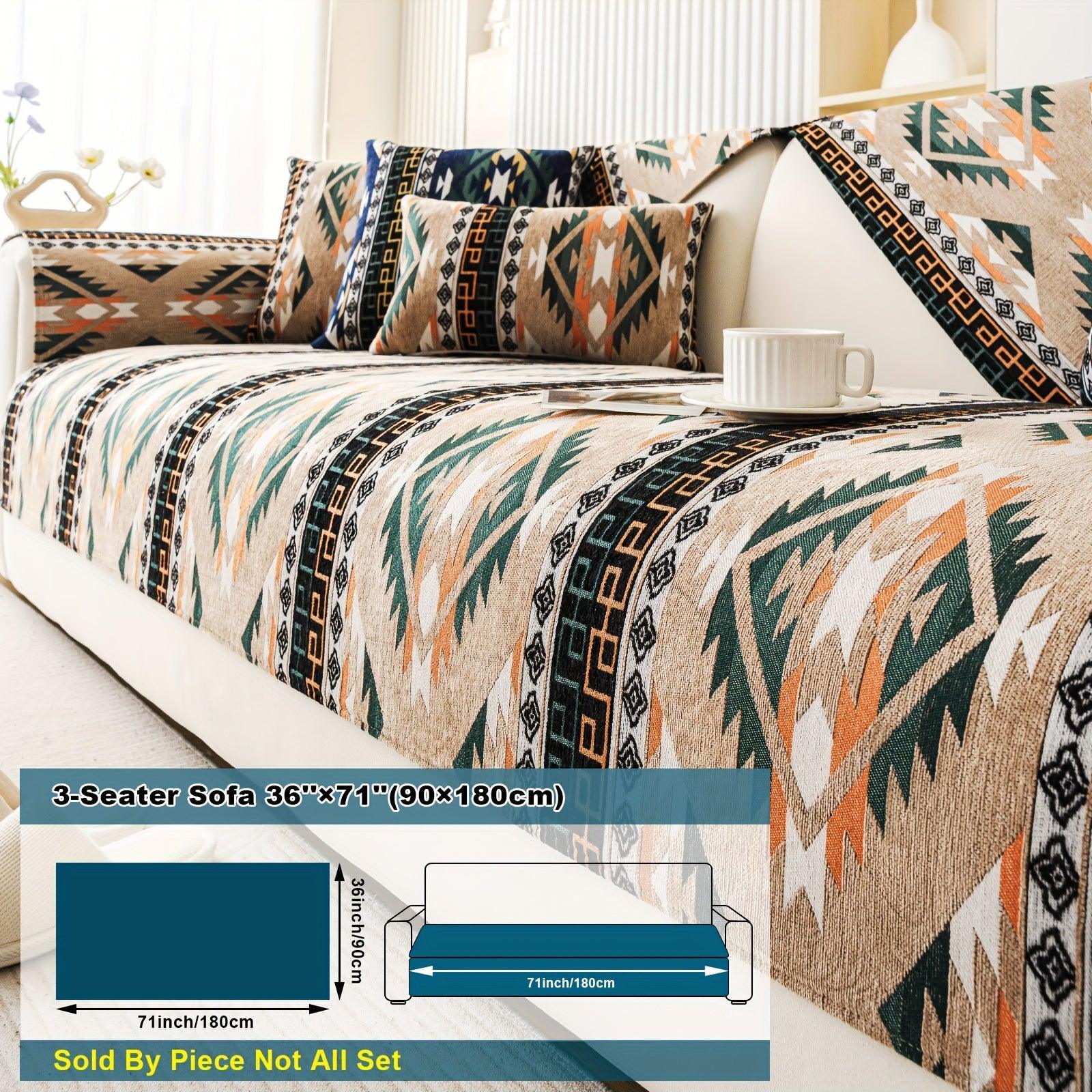 Boho Chic Sofa Slipcover, Snow Chenille Fabric, - topspet