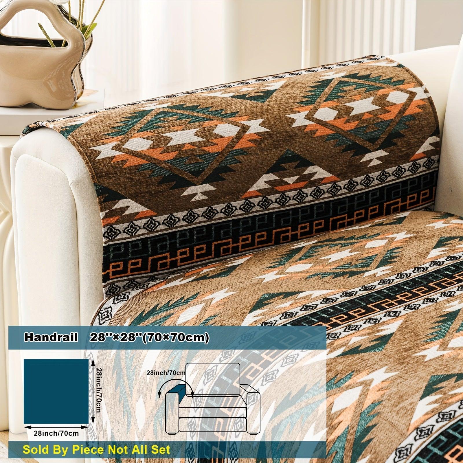 Boho Chic Sofa Slipcover, Snow Chenille Fabric, - topspet