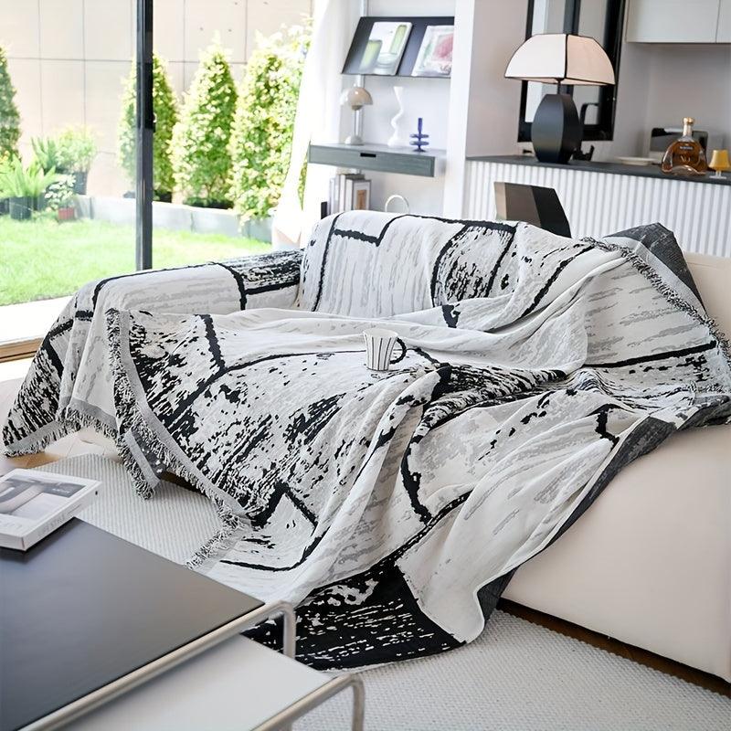 Luxury European-Style Slipcover, Minimalist Non-slip Sofa Cover, Modern Pattern Throw Blanket, Machine Washable, Furniture Protector From Pets For Bedroom - topspet