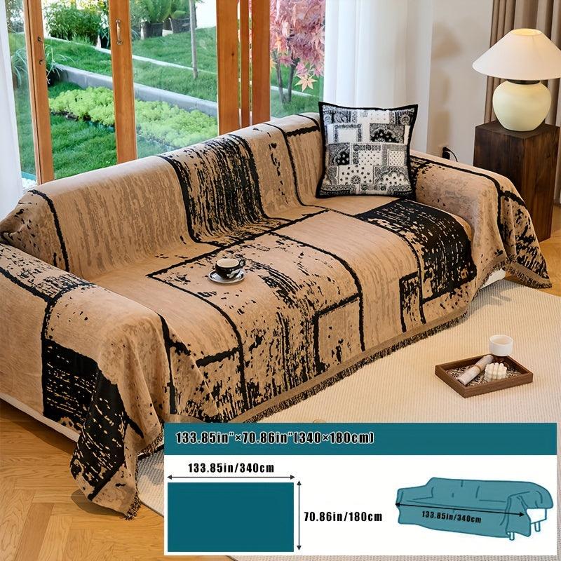 Luxury European-Style Slipcover, Minimalist Non-slip Sofa Cover, Modern Pattern Throw Blanket, Machine Washable, Furniture Protector From Pets For Bedroom - topspet