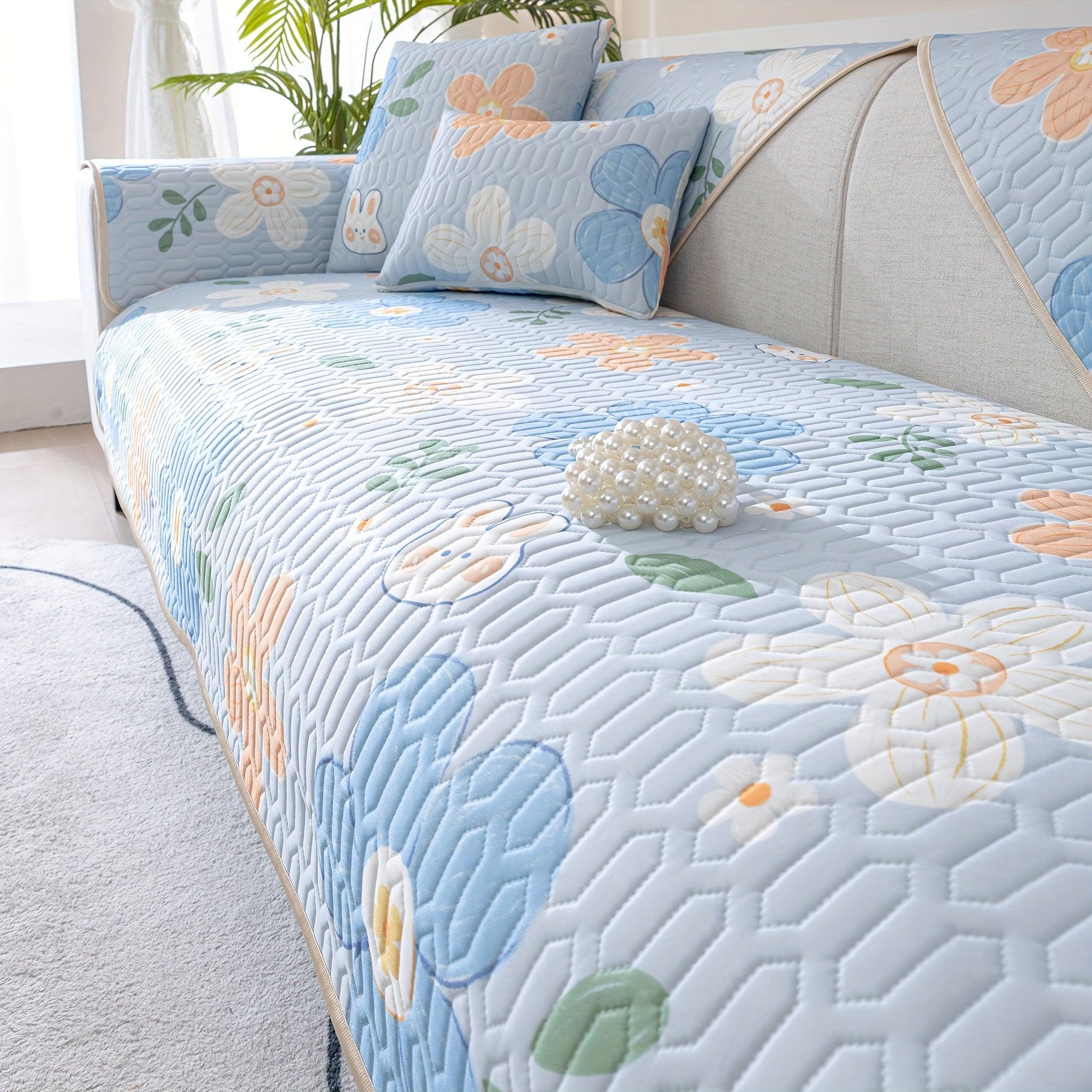 Boho Style Ice Silk Latex Sofa Cover Slipcover - topspet