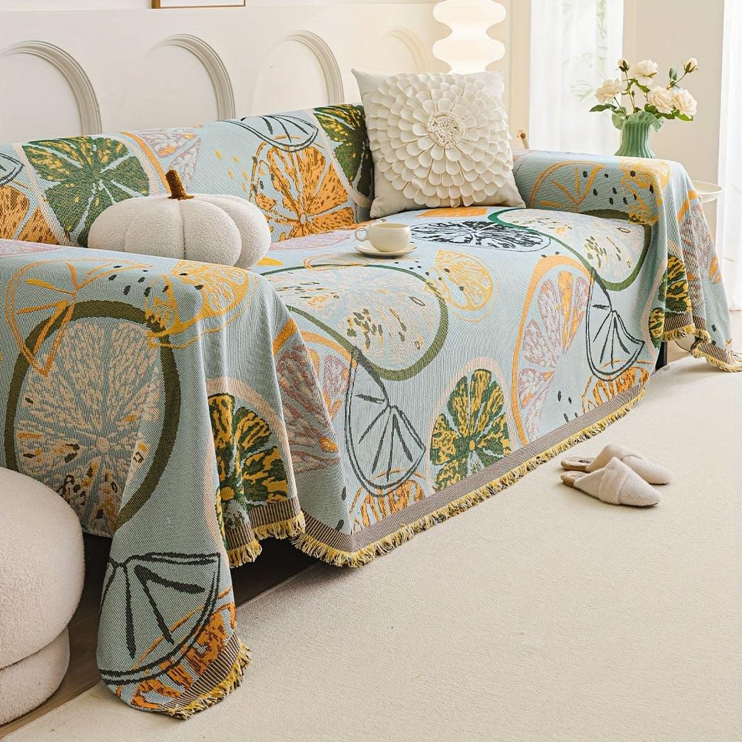 Boho Chic Colorful Sofa Cover with Tassels - All-Season Non-Slip Couch Protector - topspet