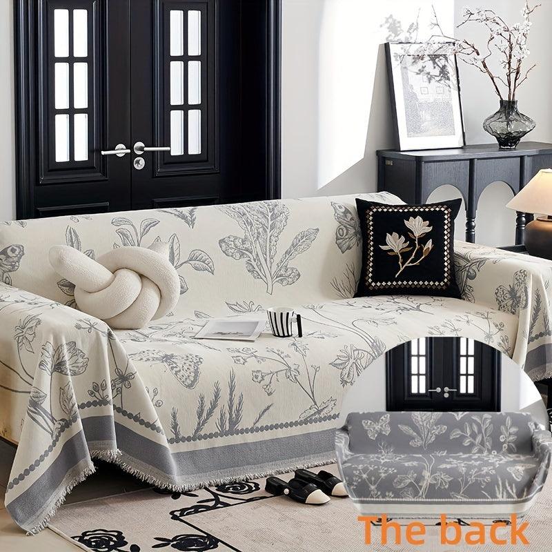 Soft & Cozy Chenille Reversible Sofa Cover Blanket - Double-Sided Retro Design - topspet