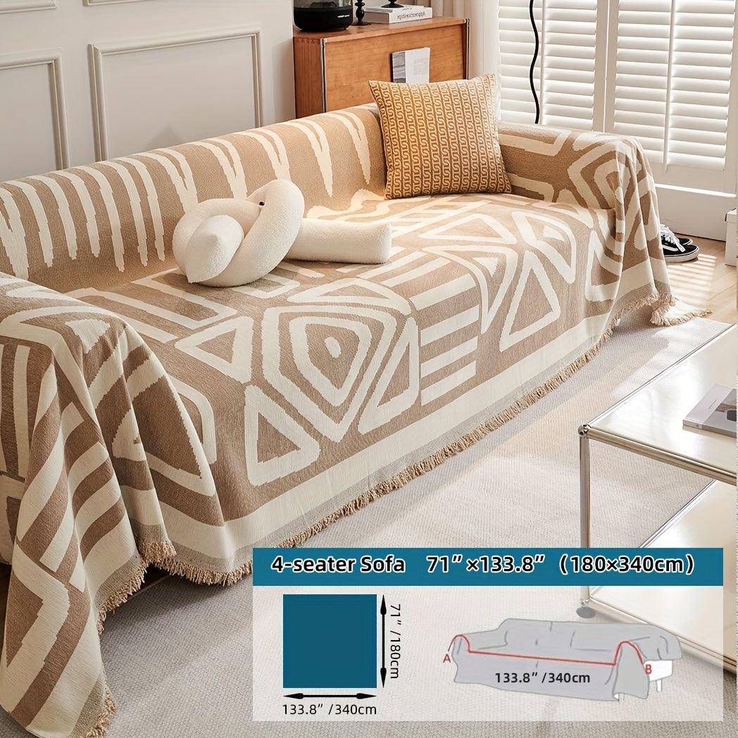 Bohemian-Style Chenille Fabric Sofa Protector - topspet