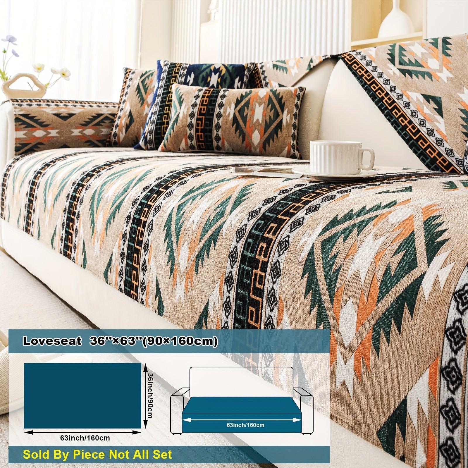 Boho Chic Sofa Slipcover, Snow Chenille Fabric, - topspet