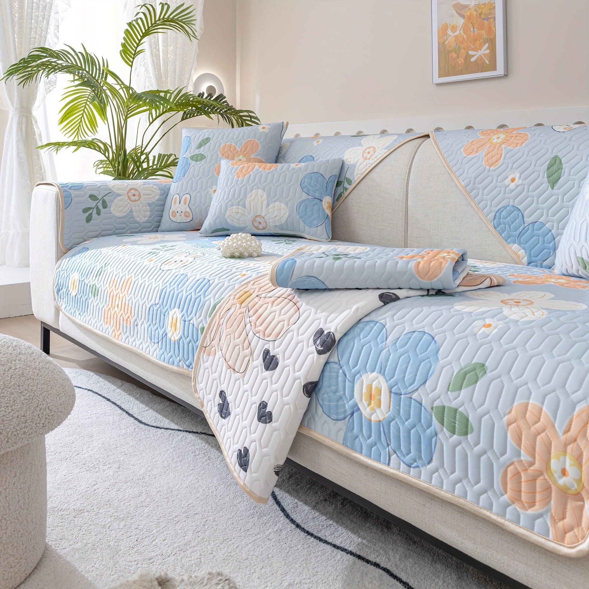 Boho Style Ice Silk Latex Sofa Cover Slipcover - topspet