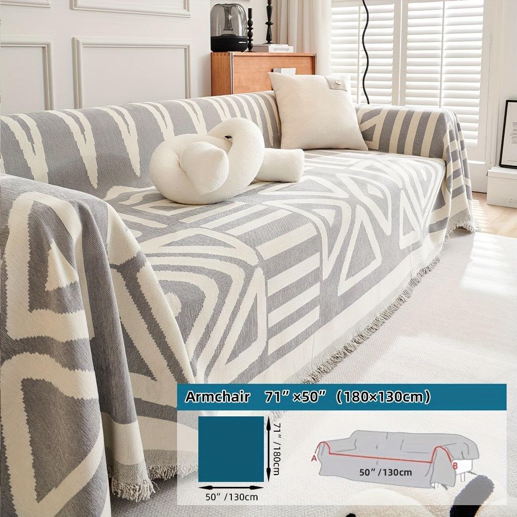 Bohemian-Style Chenille Fabric Sofa Protector - topspet