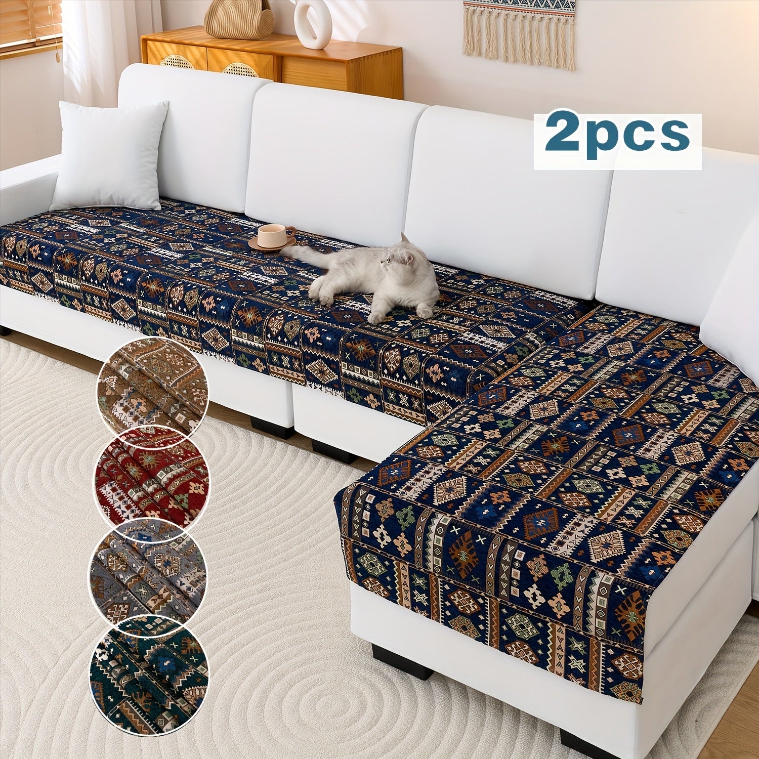 L Shape Couch Slip Cover – Cat Proof Chaise Couch Cover in Soft Linen Fabric
