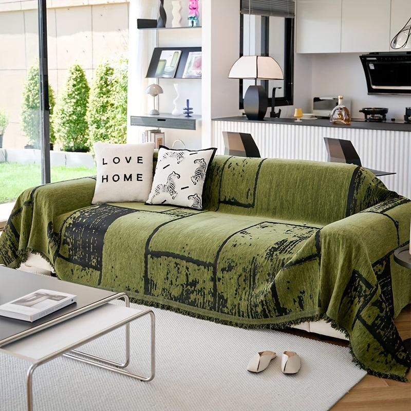 Luxury European-Style Slipcover, Minimalist Non-slip Sofa Cover, Modern Pattern Throw Blanket, Machine Washable, Furniture Protector From Pets For Bedroom - topspet