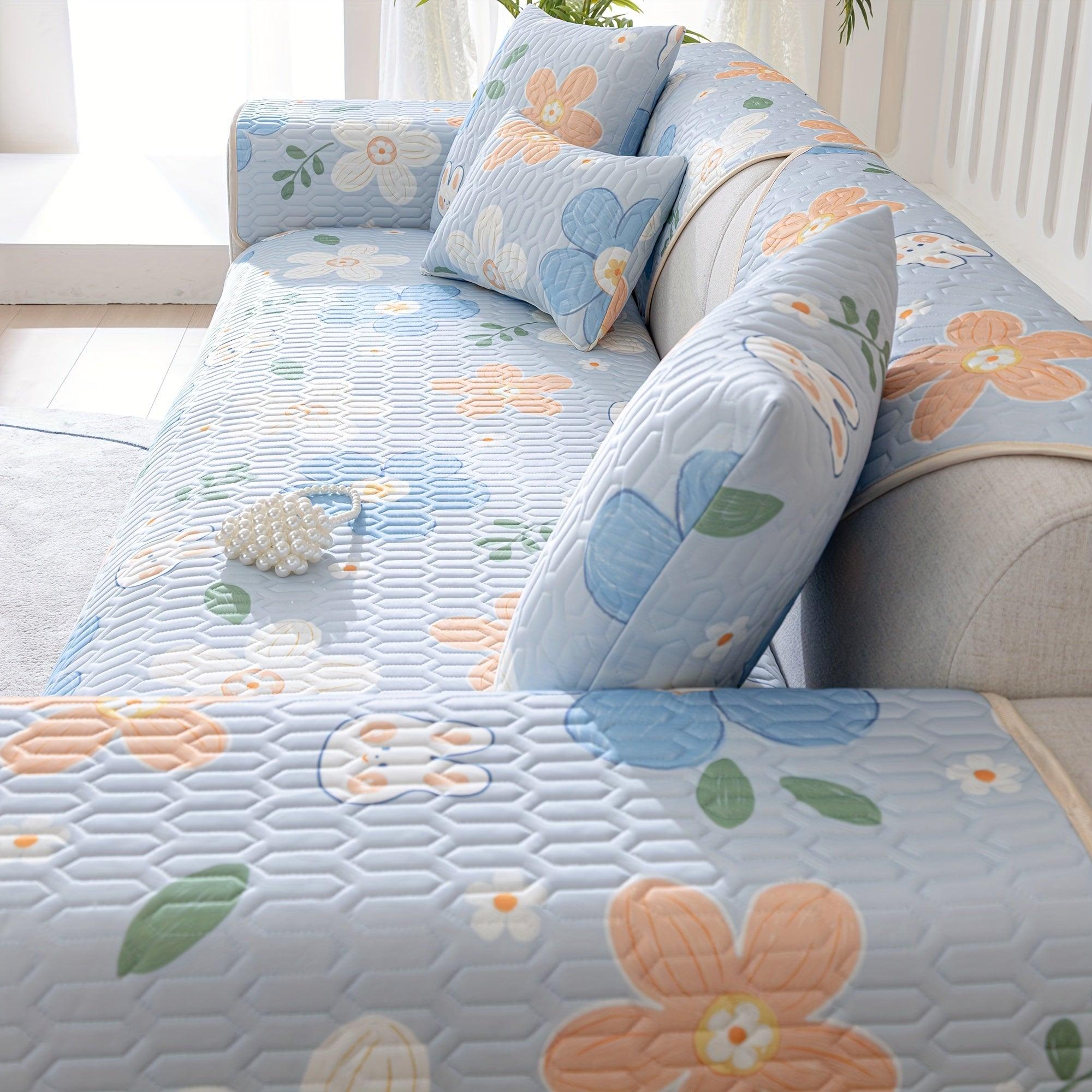 Boho Style Ice Silk Latex Sofa Cover Slipcover - topspet