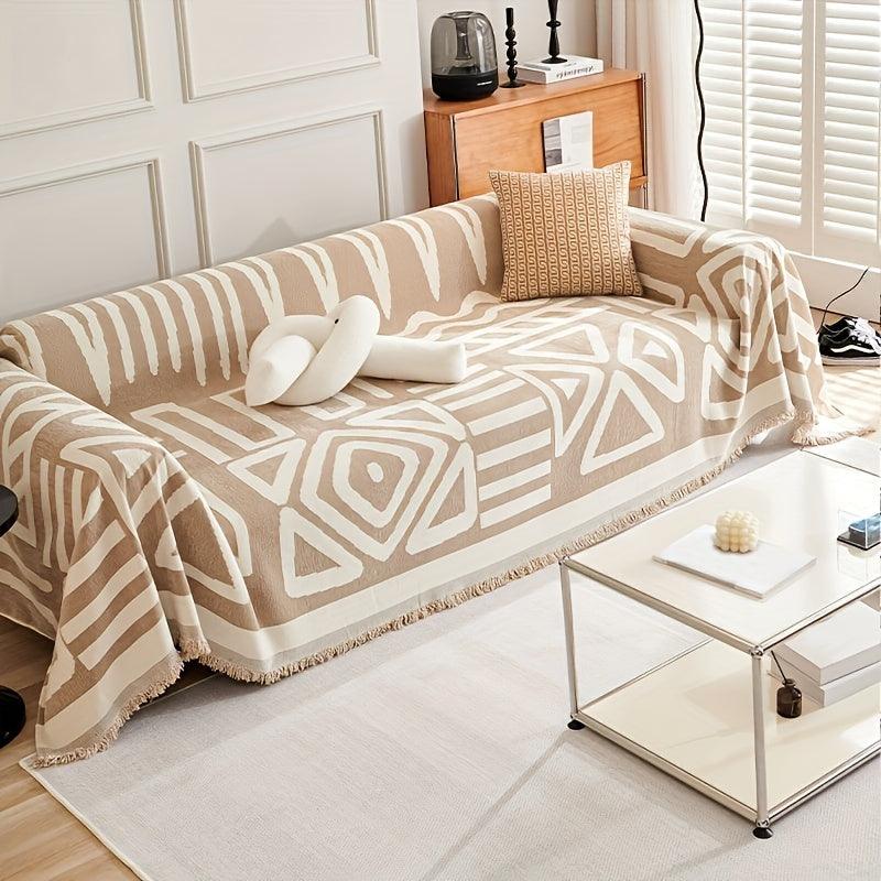 Bohemian-Style Chenille Fabric Sofa Protector - topspet