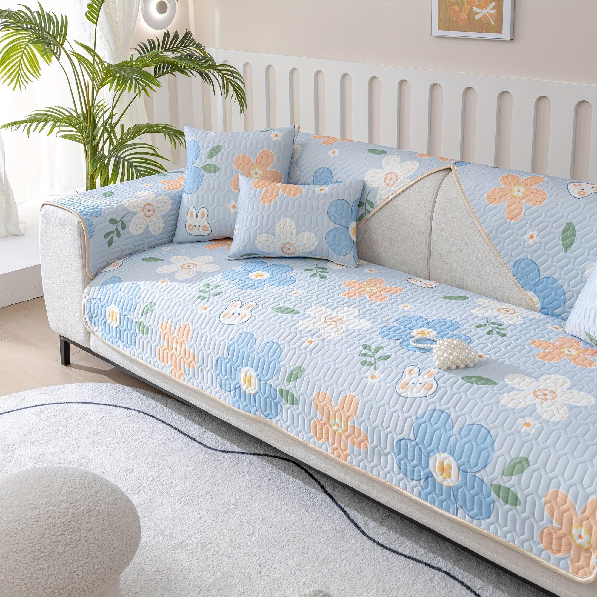 Boho Style Ice Silk Latex Sofa Cover Slipcover - topspet