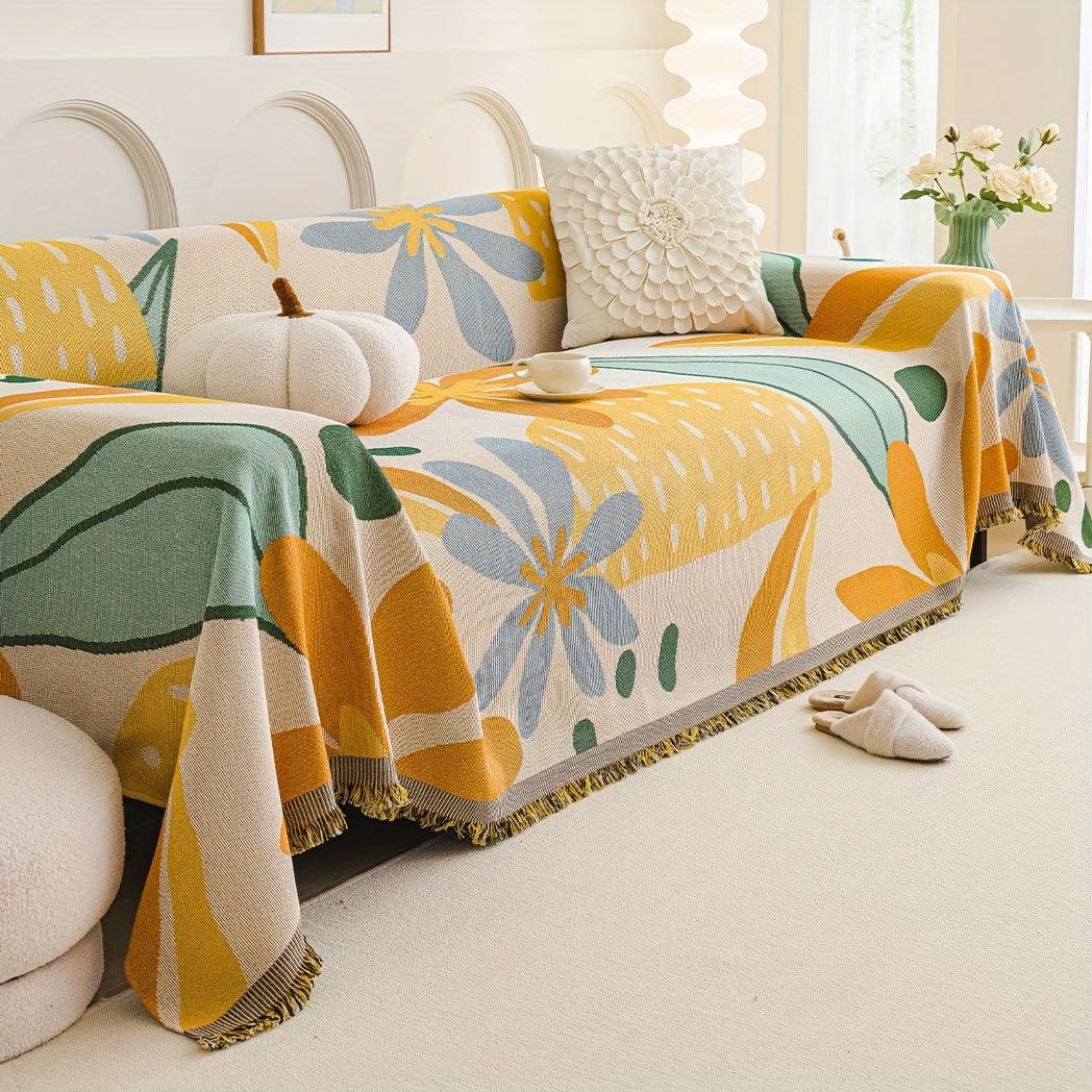 Boho Chic Colorful Sofa Cover with Tassels - All-Season Non-Slip Couch Protector - topspet