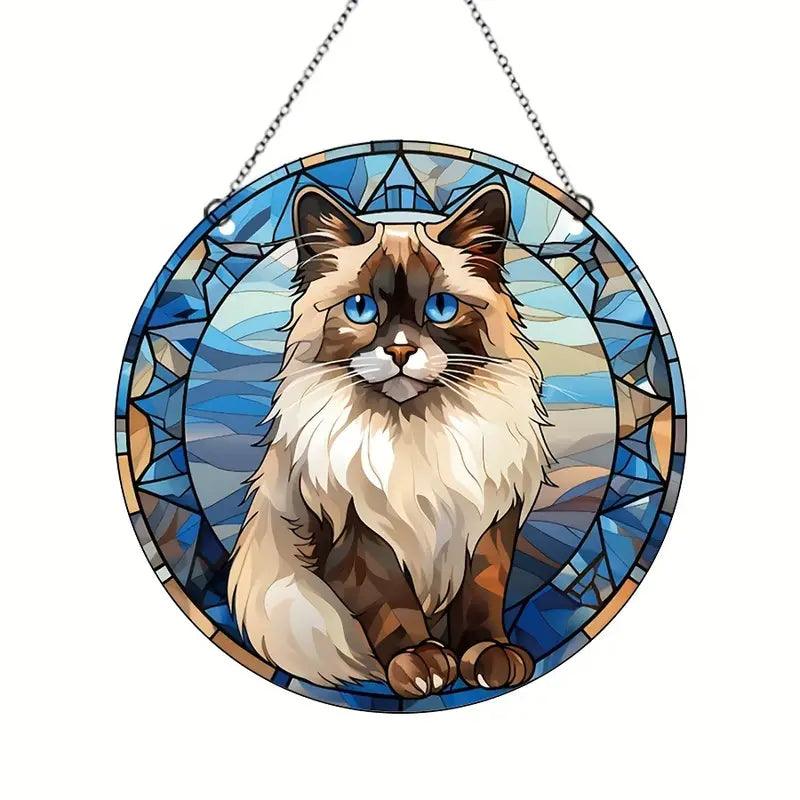 Halloween Decoration Round Acrylic Stain Hanging For Cat Lovers - topspet