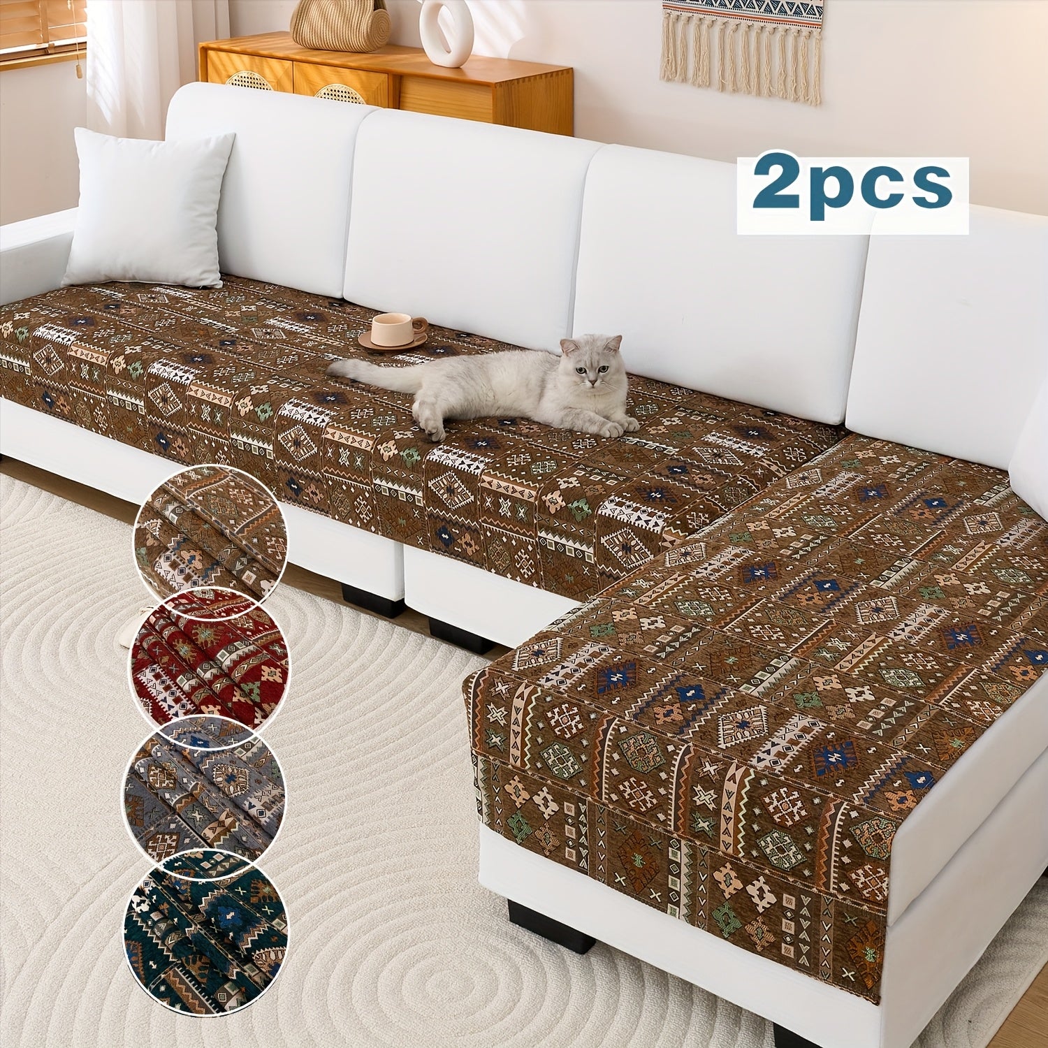 L Shape Couch Slip Cover – Cat Proof Chaise Couch Cover in Soft Linen Fabric