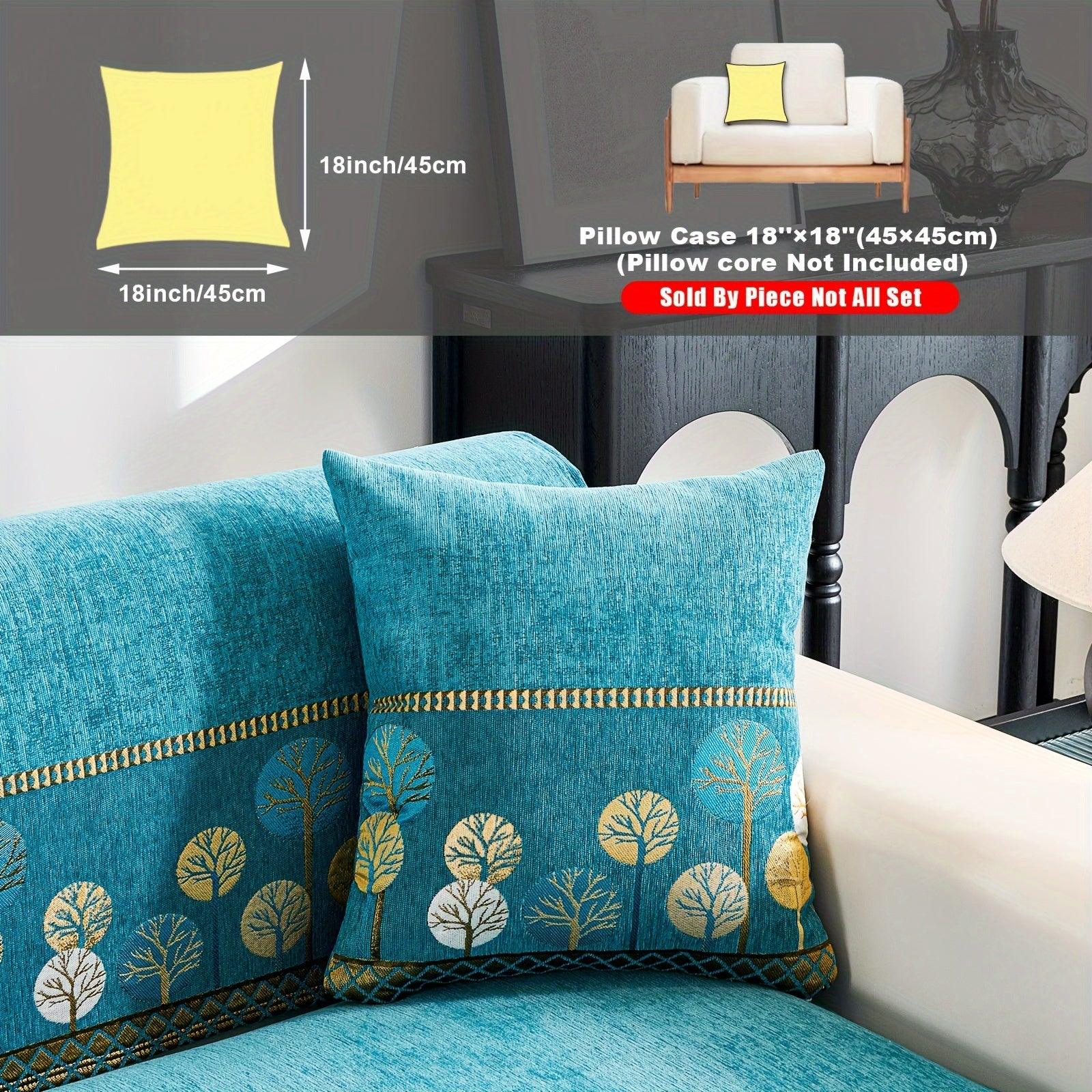 Boho Thick Chenille Fabric Sofa Cover with Tree Embroidery and Active Printing - topspet