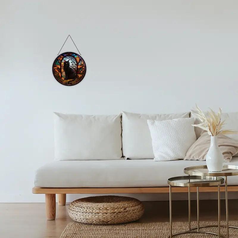 Halloween Decoration Round Acrylic Stain Hanging For Cat Lovers - topspet