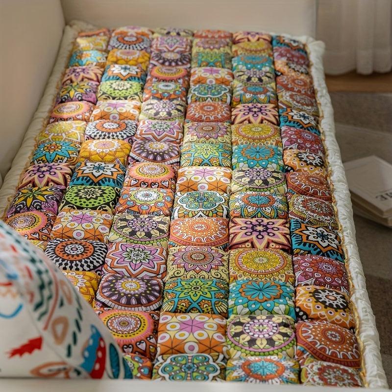 Bohemian Handcrafted Sofa Cushion Cover - Non-Slip, Thickened for All Seasons, Easy Care, Fits 2/3-Seater Sofas, Perfect for Living Room Decor - topspet