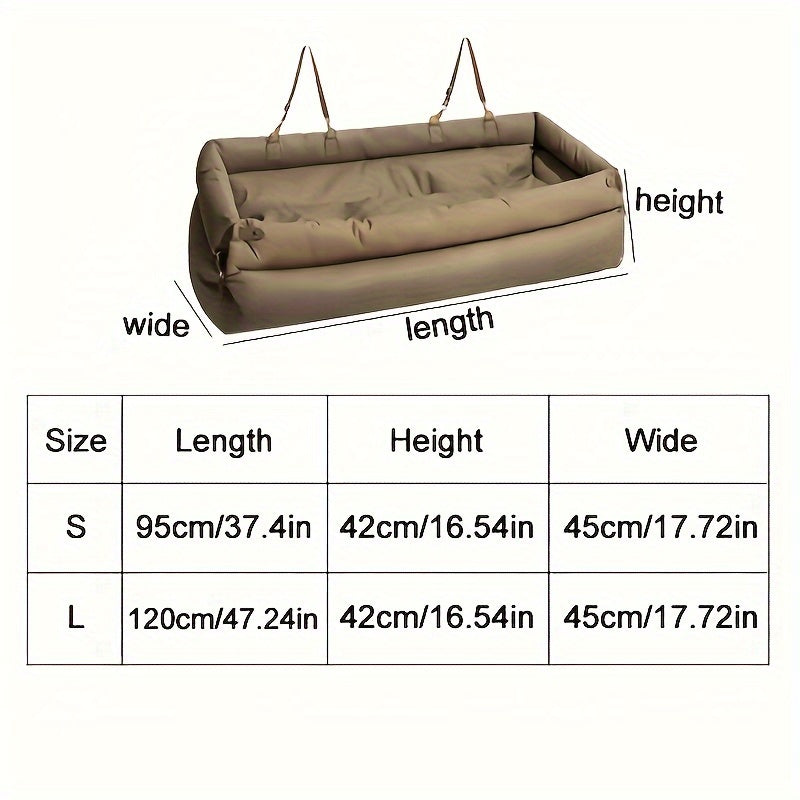 Luxury Polyester Dog Car Seat Booster, Double Seats Pet Bed with Safety Buckle for Travel