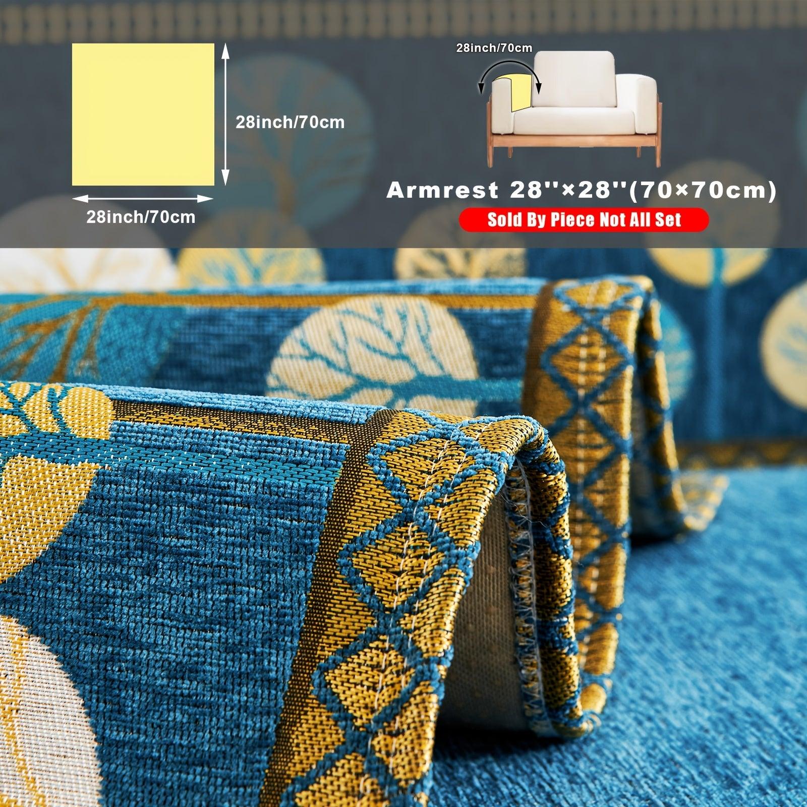 Boho Thick Chenille Fabric Sofa Cover with Tree Embroidery and Active Printing - topspet
