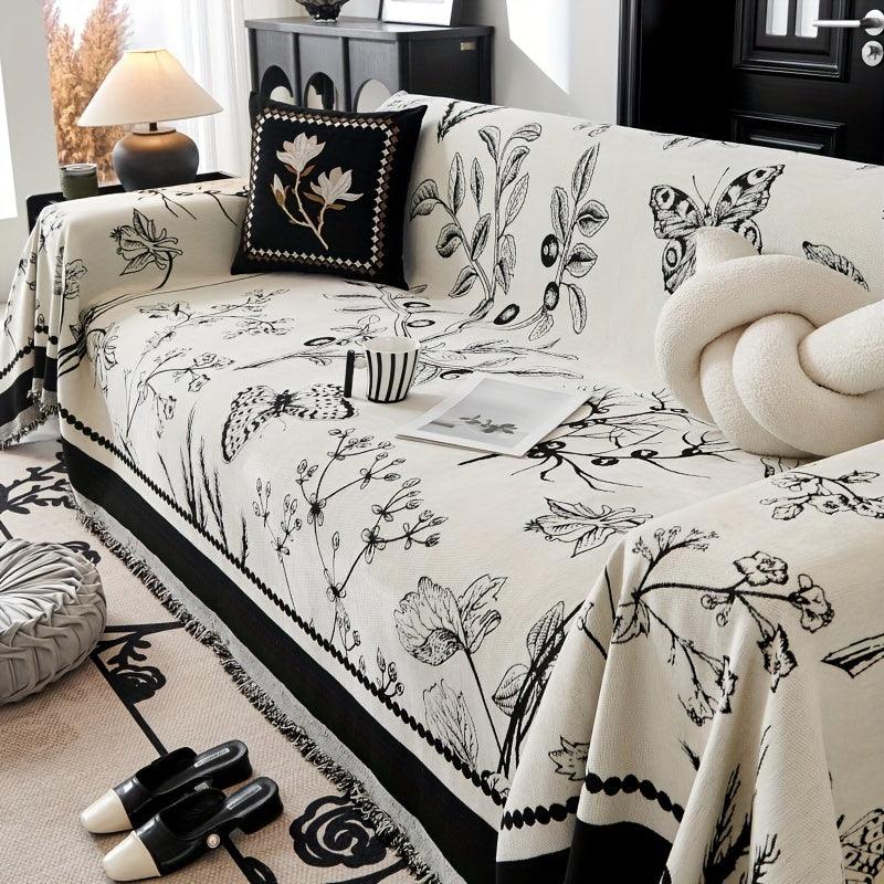 Soft & Cozy Chenille Reversible Sofa Cover Blanket - Double-Sided Retro Design - topspet