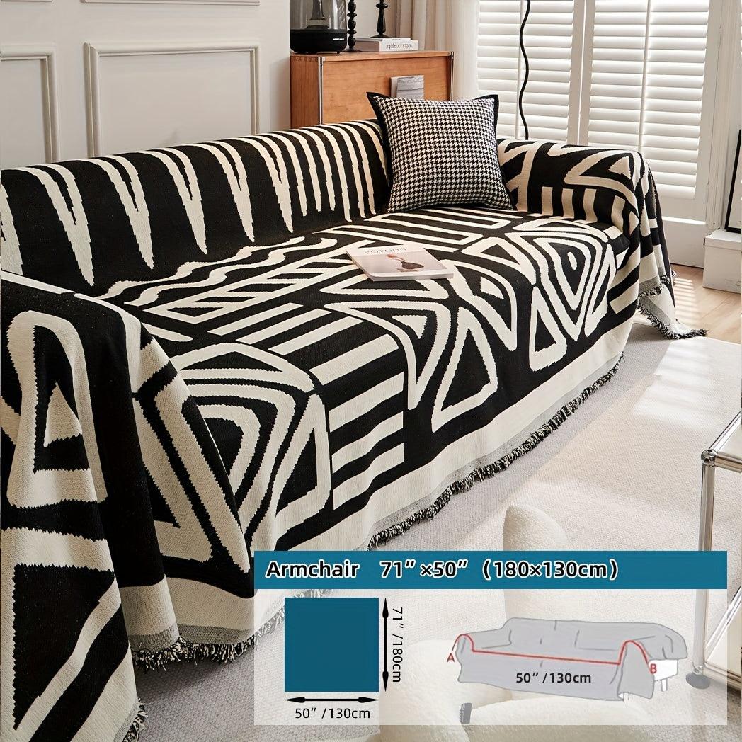 Bohemian-Style Chenille Fabric Sofa Protector - topspet