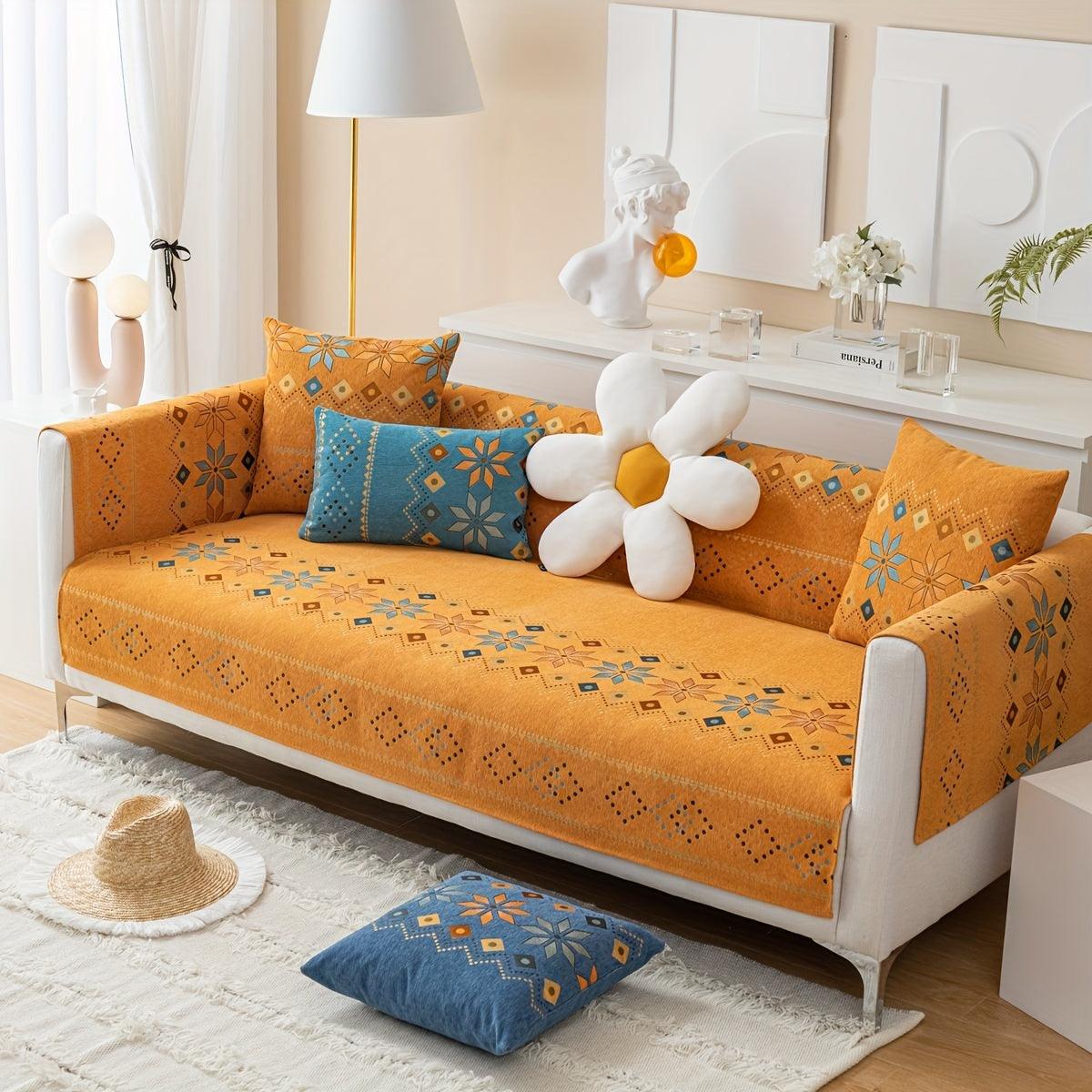 Stylish Bohemian Chenille Sofa Slipcover - topspet