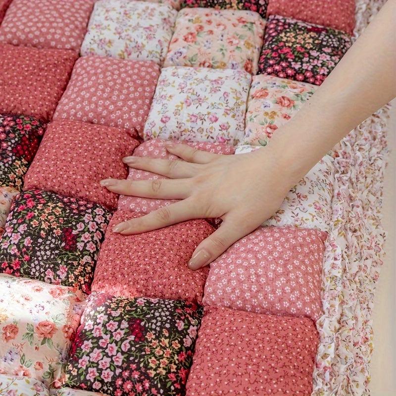 Garden Style Patchwork Cotton Sofa Cover Non-Slip Thickened Pet Friendly for Loveseat and Sofa, Easy Care Hand-Stitched Couch Pad with Spot-Clean Instructions - topspet