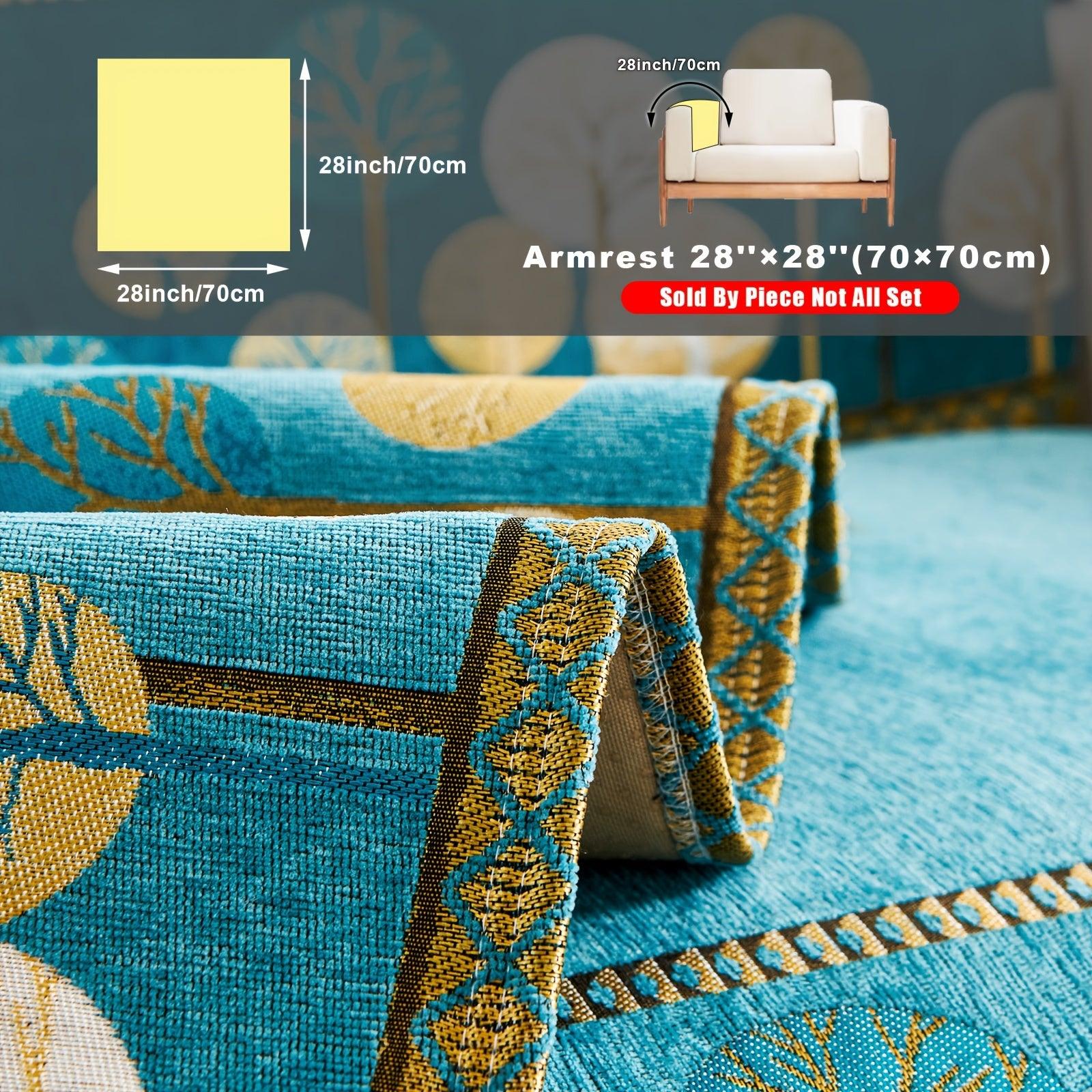Boho Thick Chenille Fabric Sofa Cover with Tree Embroidery and Active Printing - topspet