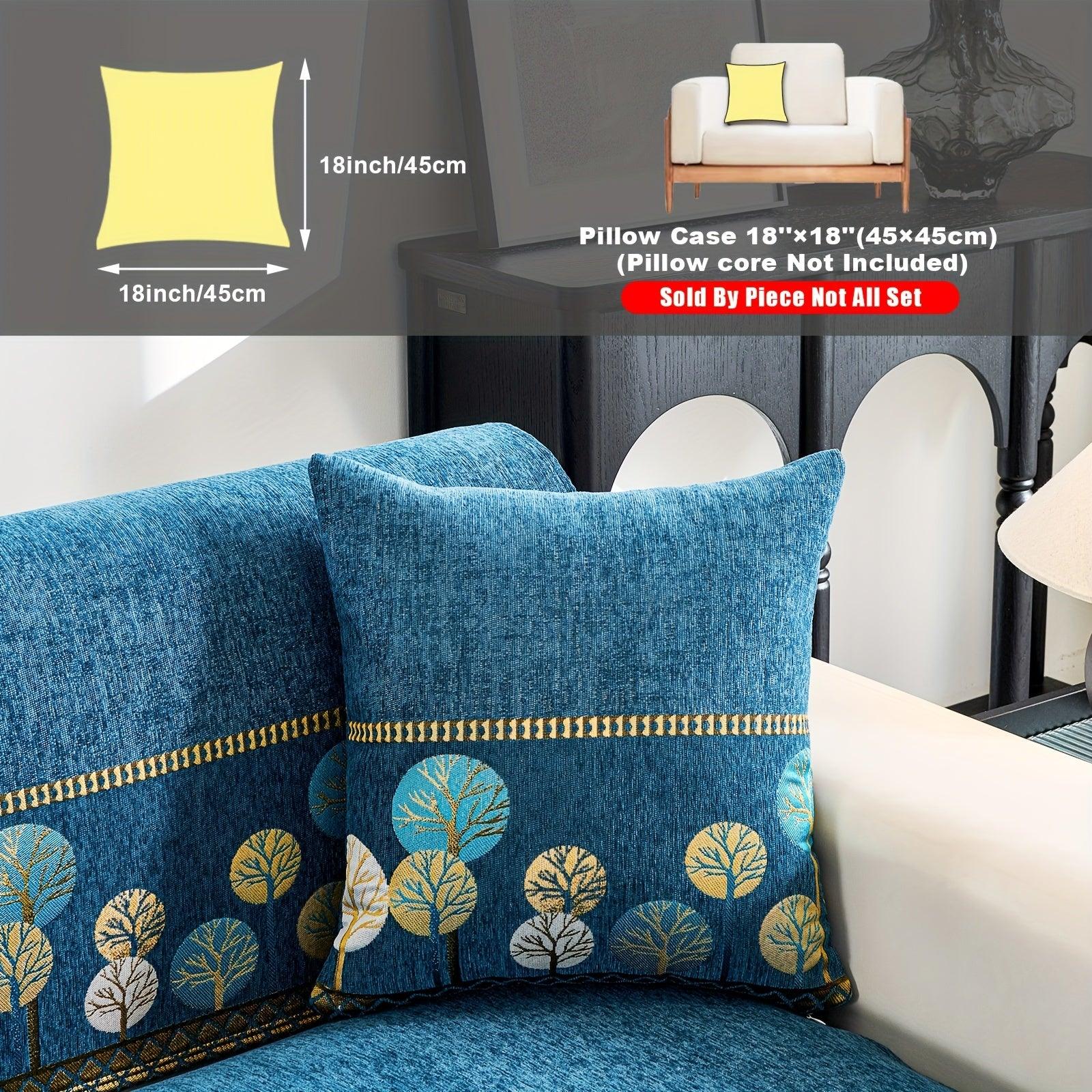 Boho Thick Chenille Fabric Sofa Cover with Tree Embroidery and Active Printing - topspet