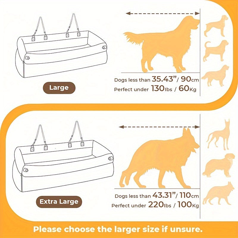 Luxury Polyester Dog Car Seat Booster, Double Seats Pet Bed with Safety Buckle for Travel