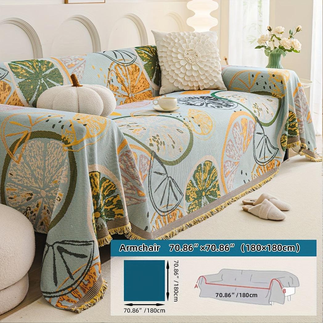 Boho Chic Colorful Sofa Cover with Tassels - All-Season Non-Slip Couch Protector - topspet
