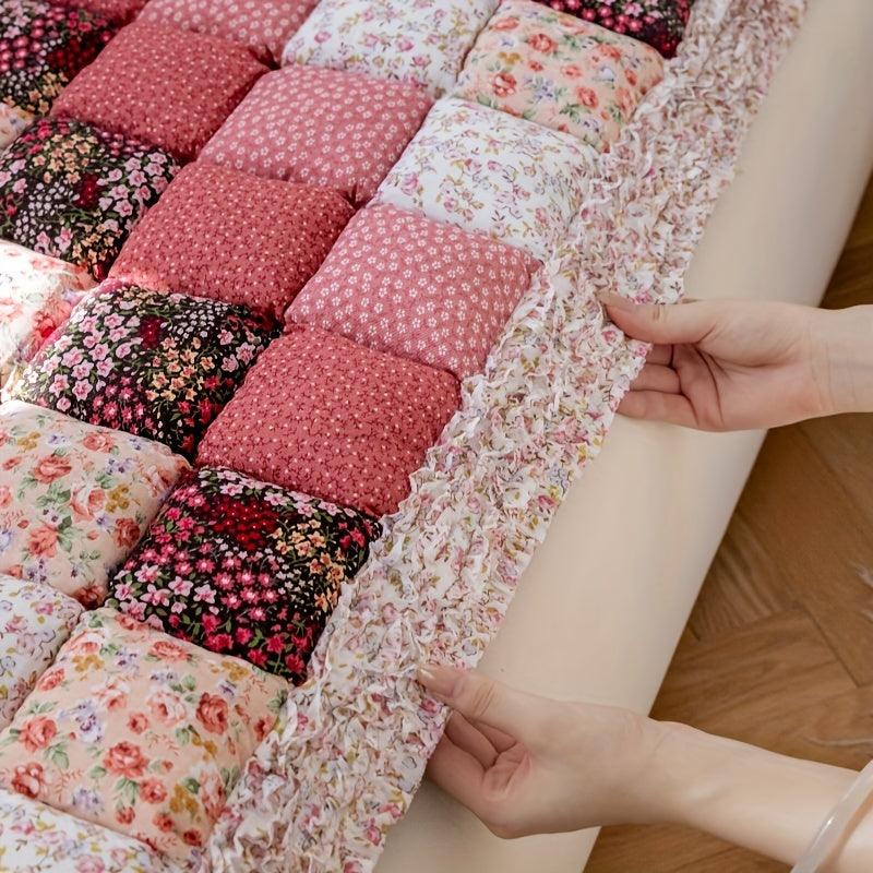 Garden Style Patchwork Cotton Sofa Cover Non-Slip Thickened Pet Friendly for Loveseat and Sofa, Easy Care Hand-Stitched Couch Pad with Spot-Clean Instructions - topspet