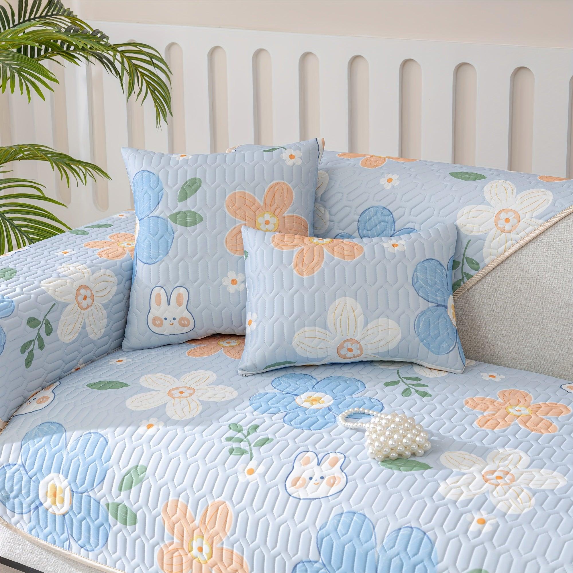 Boho Style Ice Silk Latex Sofa Cover Slipcover - topspet