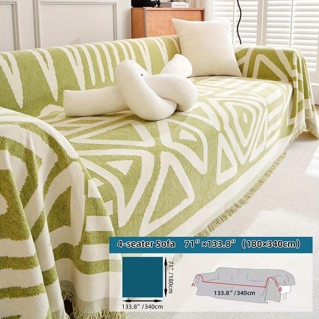 Bohemian-Style Chenille Fabric Sofa Protector - topspet