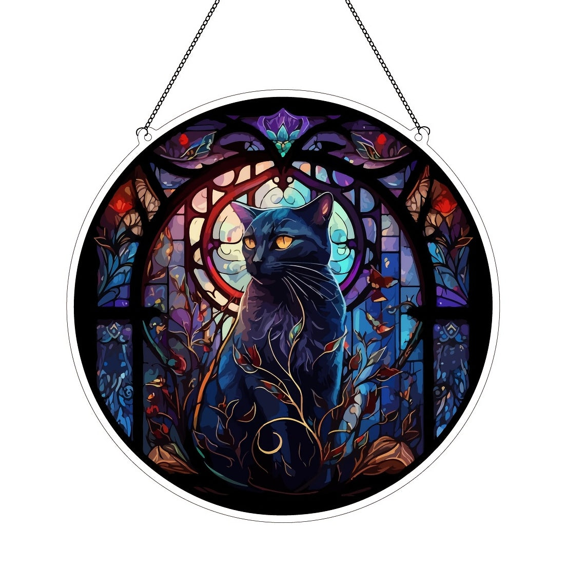 Halloween Decoration Round Acrylic Stain Hanging For Cat Lovers