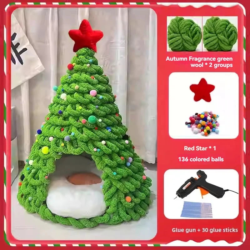 DIY Christmas Tree Cat Nest Homemade Cathouse - topspet