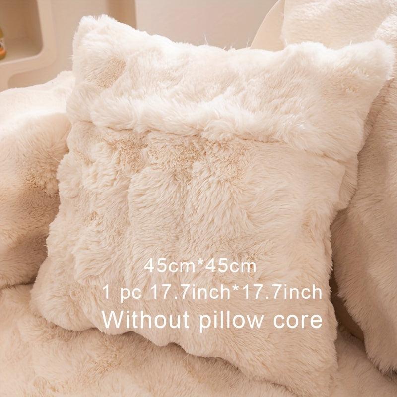 Soft & Cozy Imitation Rabbit Plush Sofa Cover - Winter Warm, Thick, Non-Slip - topspet