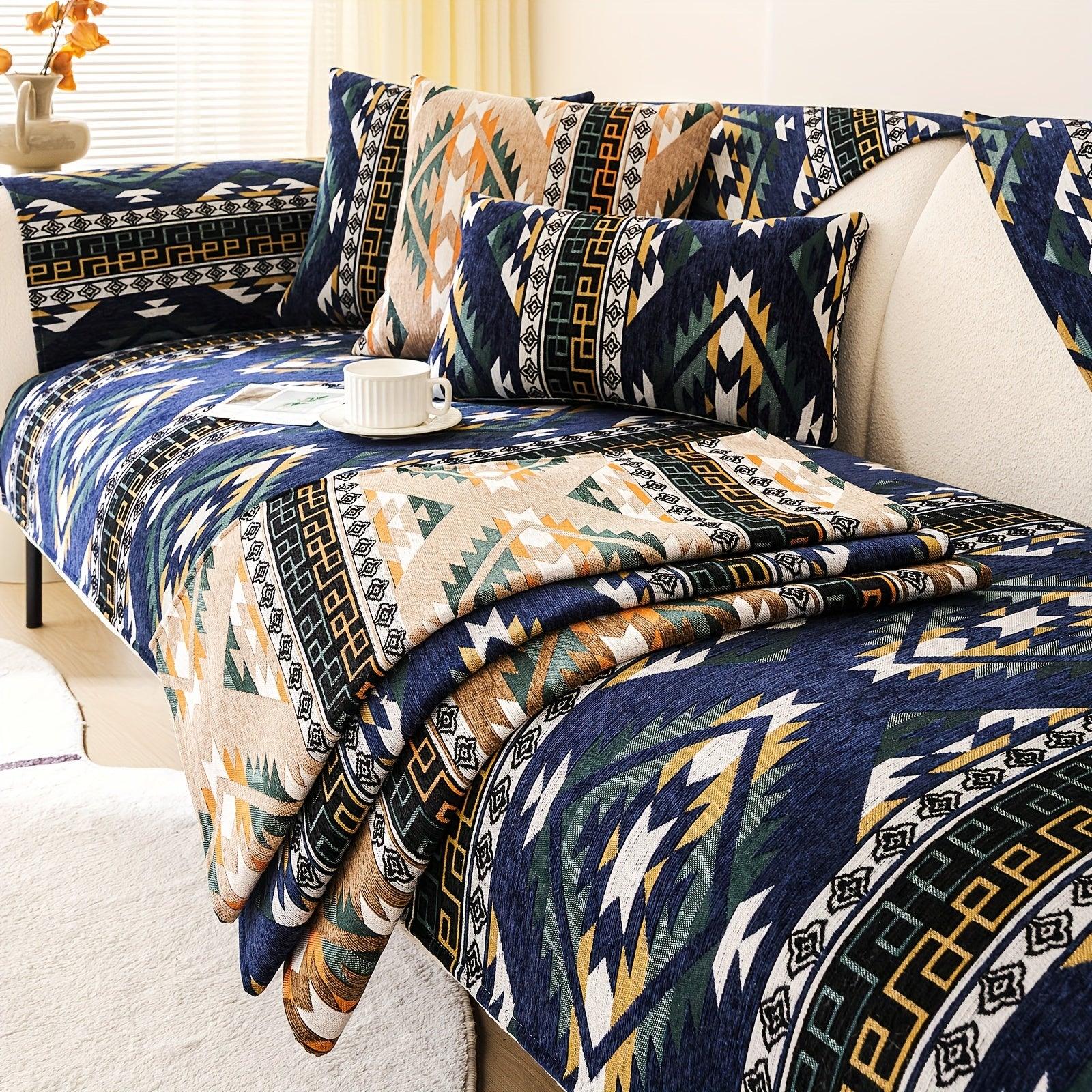 Boho Chic Sofa Slipcover, Snow Chenille Fabric, - topspet