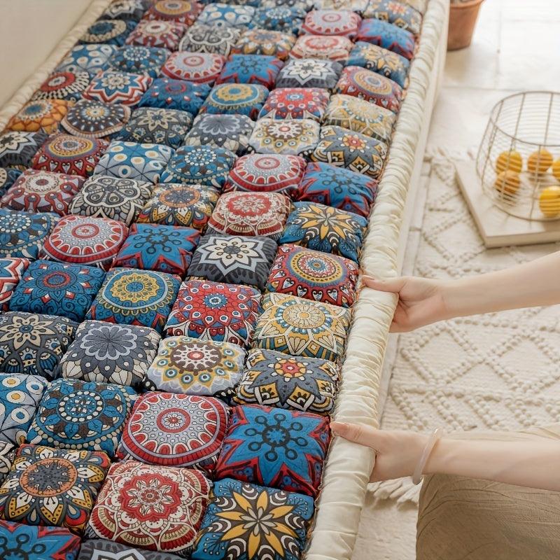 Bohemian Chic Moroccan Blue Sofa Cover - Handcrafted, Thick Non-Slip Couch Protector for All Seasons, Fits 2/3-Seater Sofas - topspet