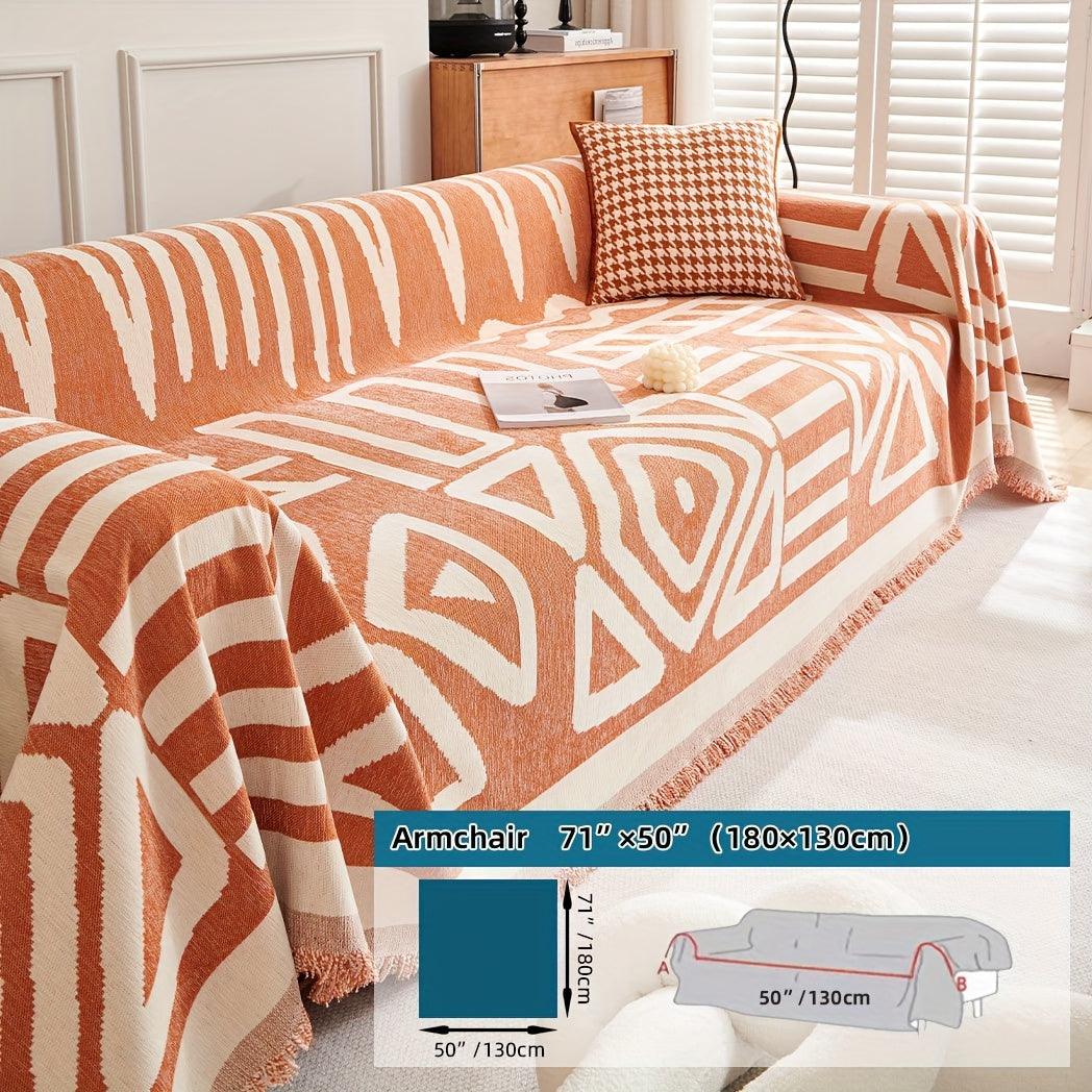 Bohemian-Style Chenille Fabric Sofa Protector - topspet