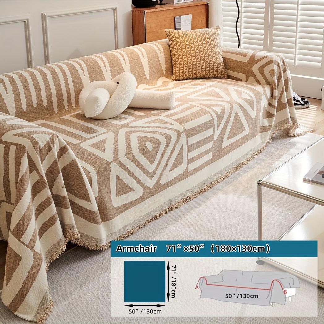 Bohemian-Style Chenille Fabric Sofa Protector - topspet