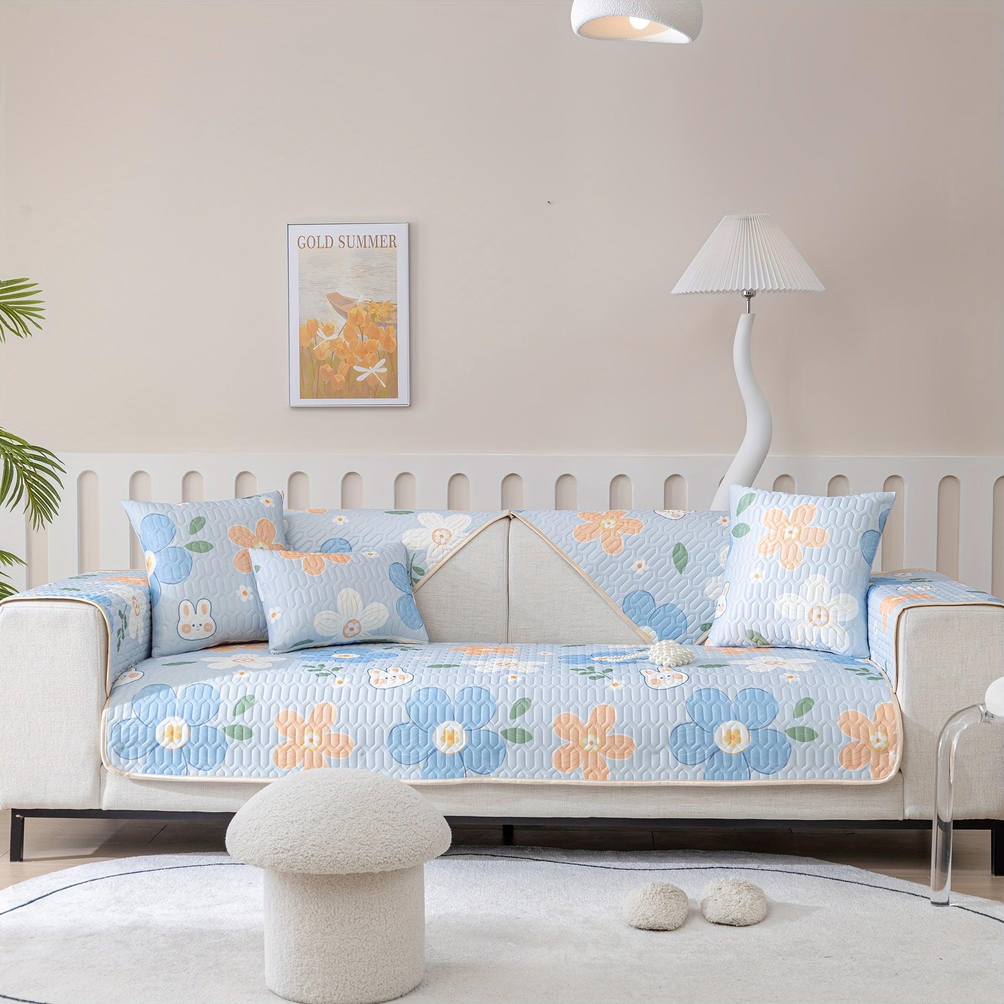 Boho Style Ice Silk Latex Sofa Cover Slipcover - topspet