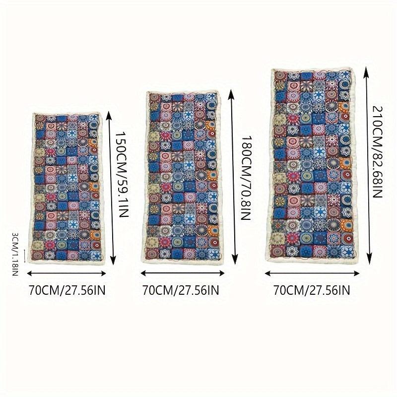 Bohemian Chic Moroccan Blue Sofa Cover - Handcrafted, Thick Non-Slip Couch Protector for All Seasons, Fits 2/3-Seater Sofas - topspet