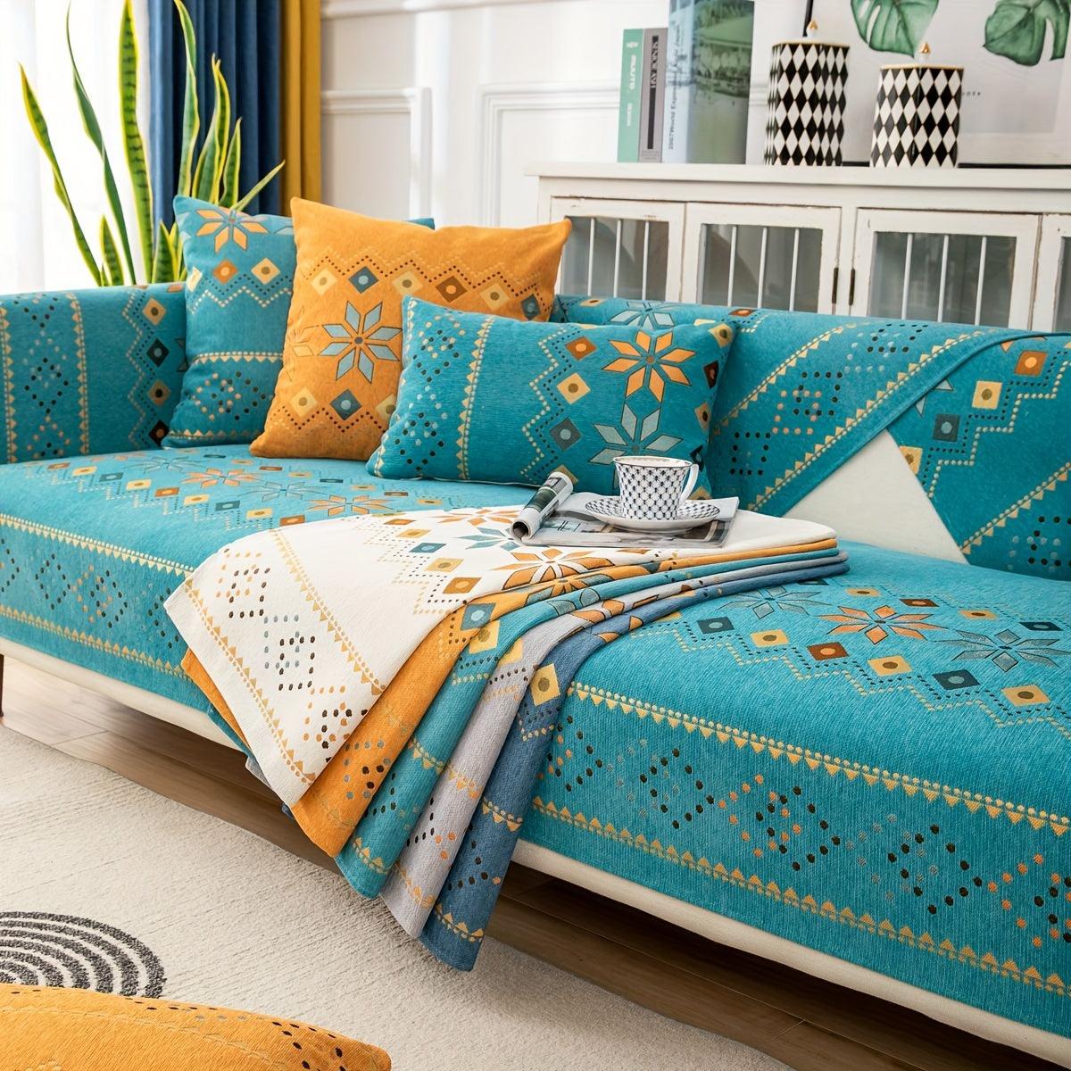 Stylish Bohemian Chenille Sofa Slipcover - topspet