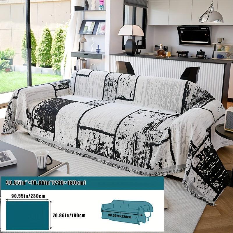 Luxury European-Style Slipcover, Minimalist Non-slip Sofa Cover, Modern Pattern Throw Blanket, Machine Washable, Furniture Protector From Pets For Bedroom - topspet