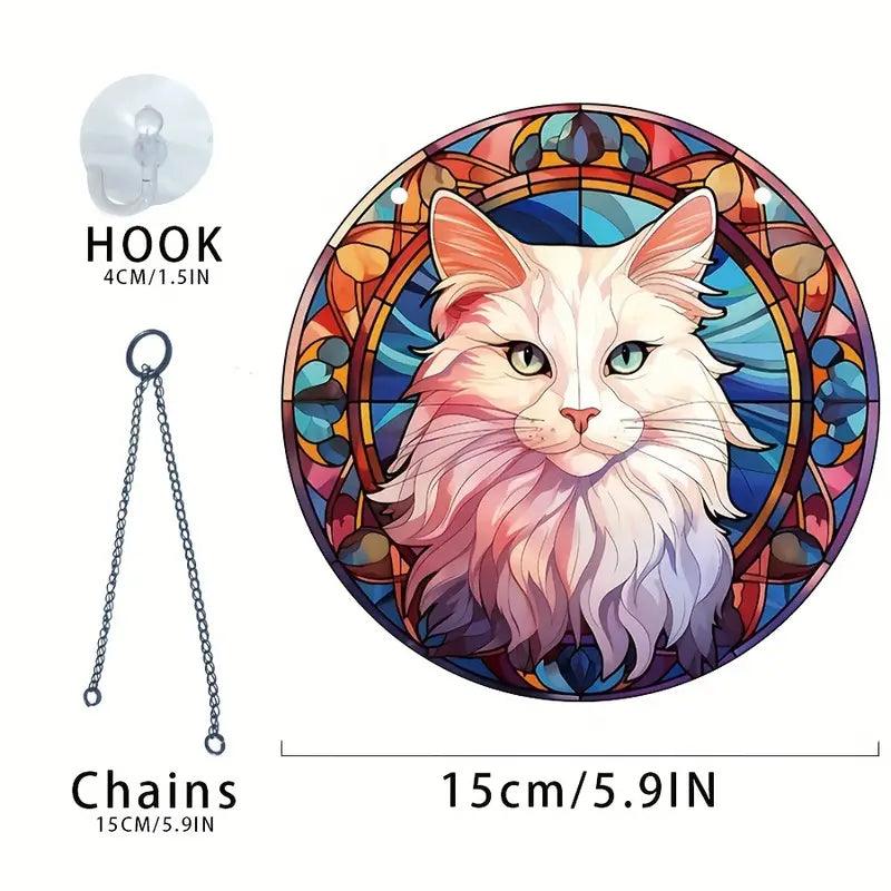 Halloween Decoration Round Acrylic Stain Hanging For Cat Lovers - topspet